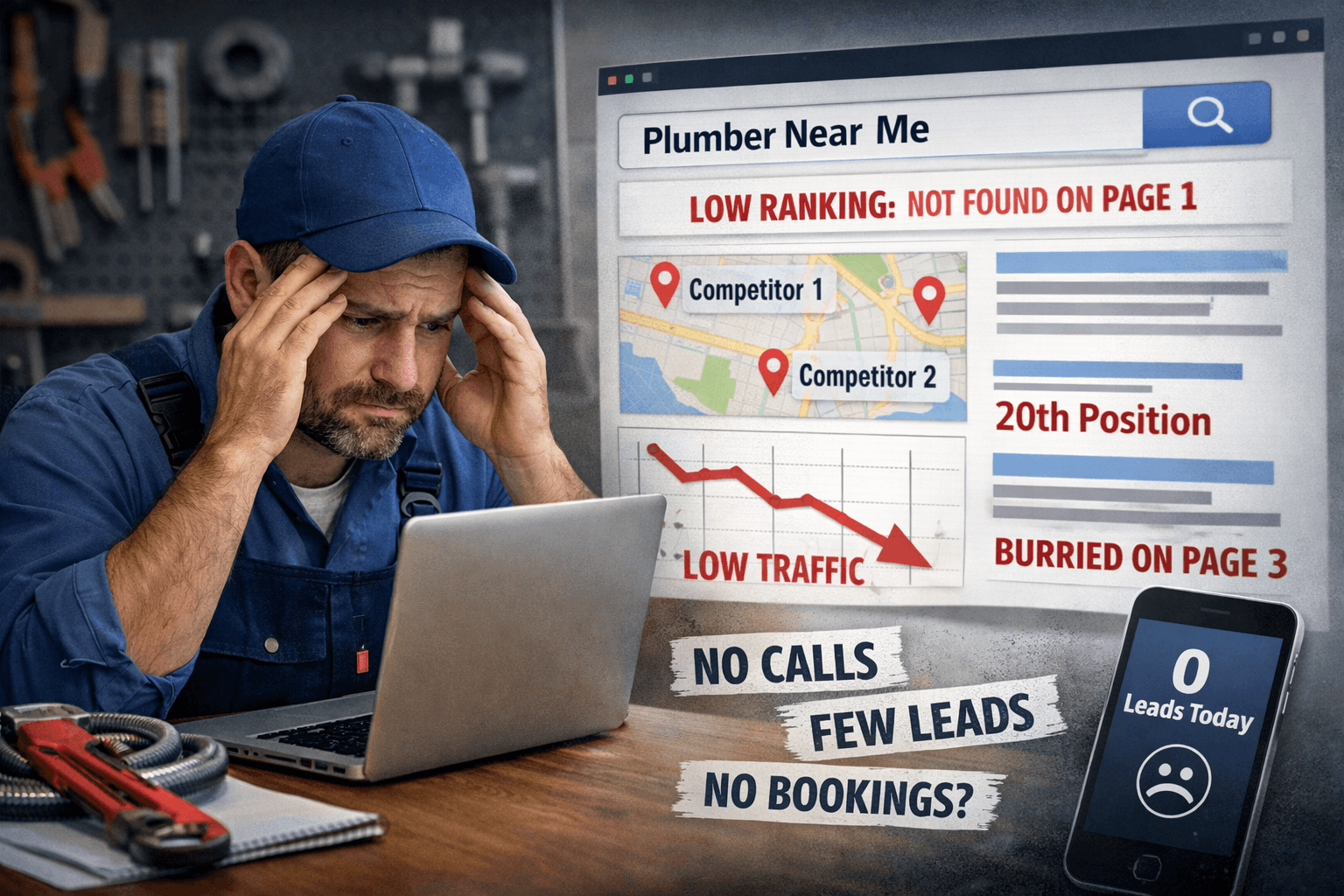 Plumber finding his business buried on page 3 of Google